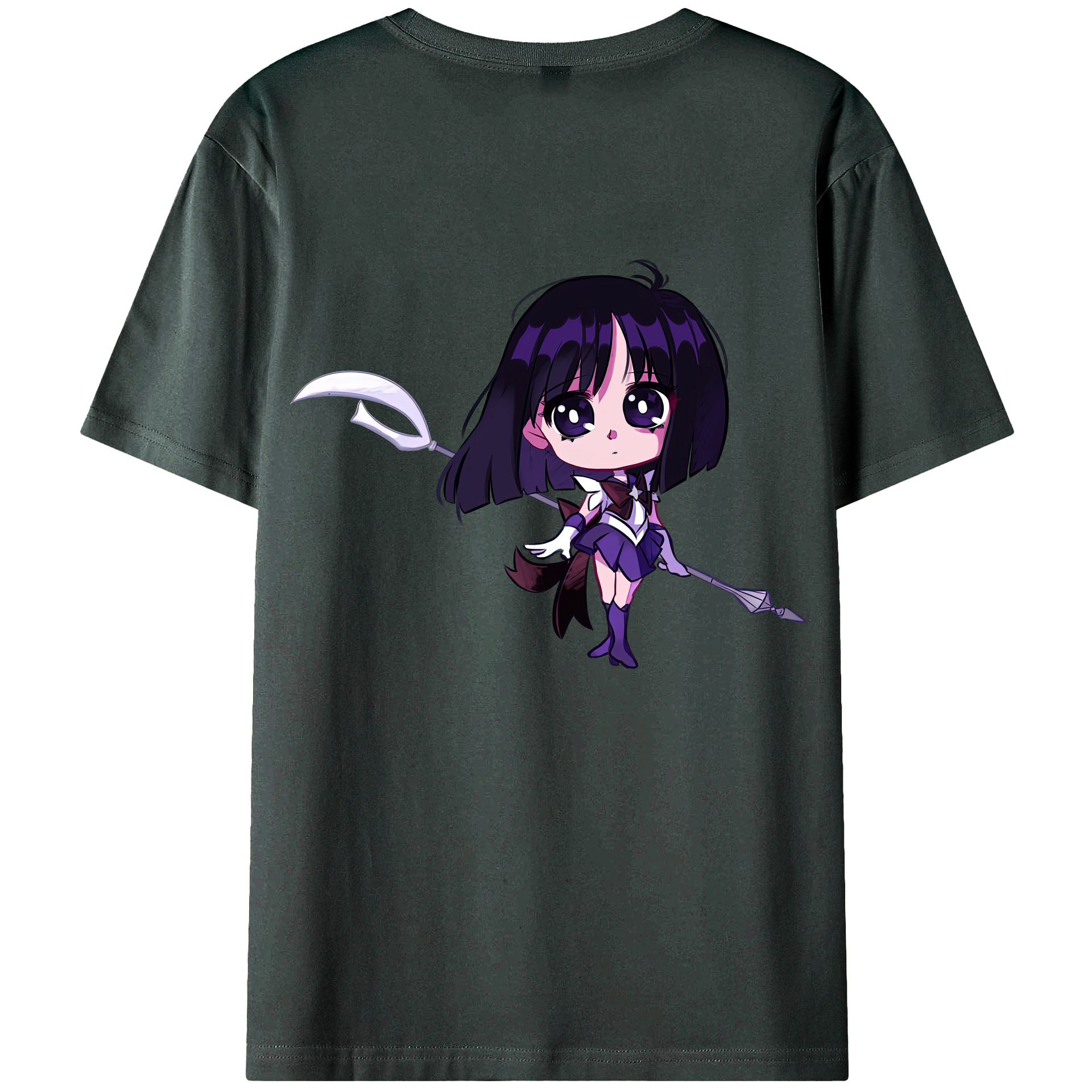（画像用） 美少女戦士セーラームーン 土萠ほたる Sailor Moon Tomoe Hotaru （セーラーサターン；Sailor Saturn） 綿100％ メンズ半袖Tシャツ（バックプリント） 通気性